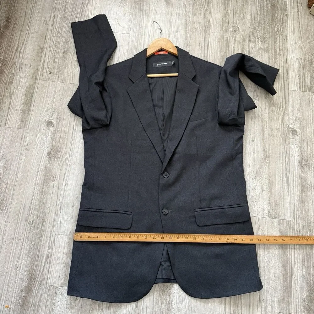 Bluffworks Gramercy Blazer Sport Coat Jacket Men’s 44L Charcoal Gray 2-Button